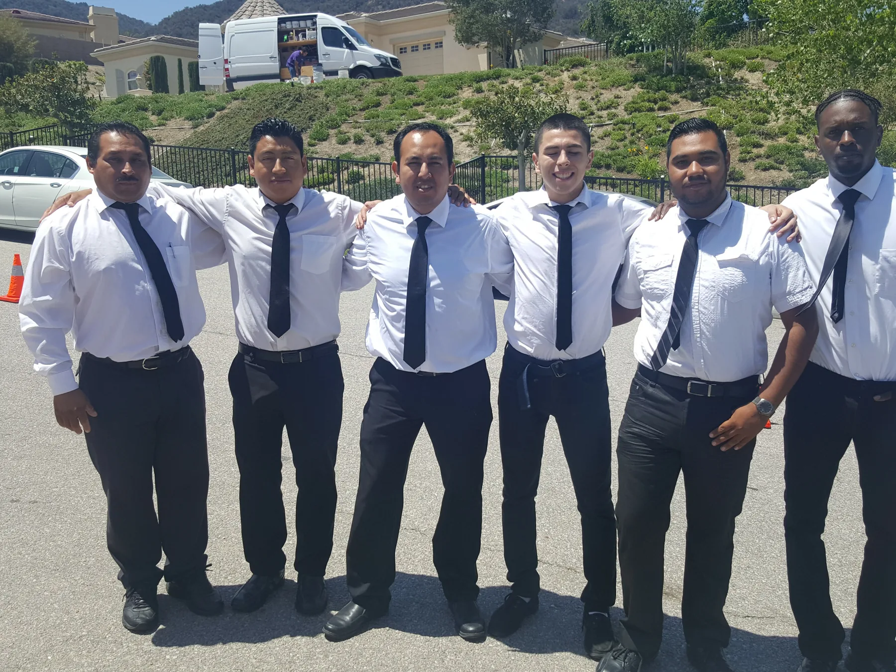 A&A Parking Services valet team lined up in uniform before a wedding