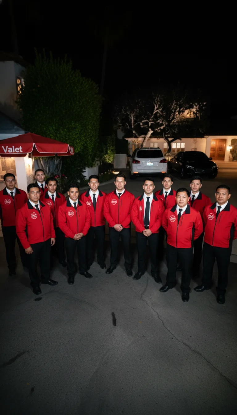 Full A&A valet team at large Calabasas private estate event