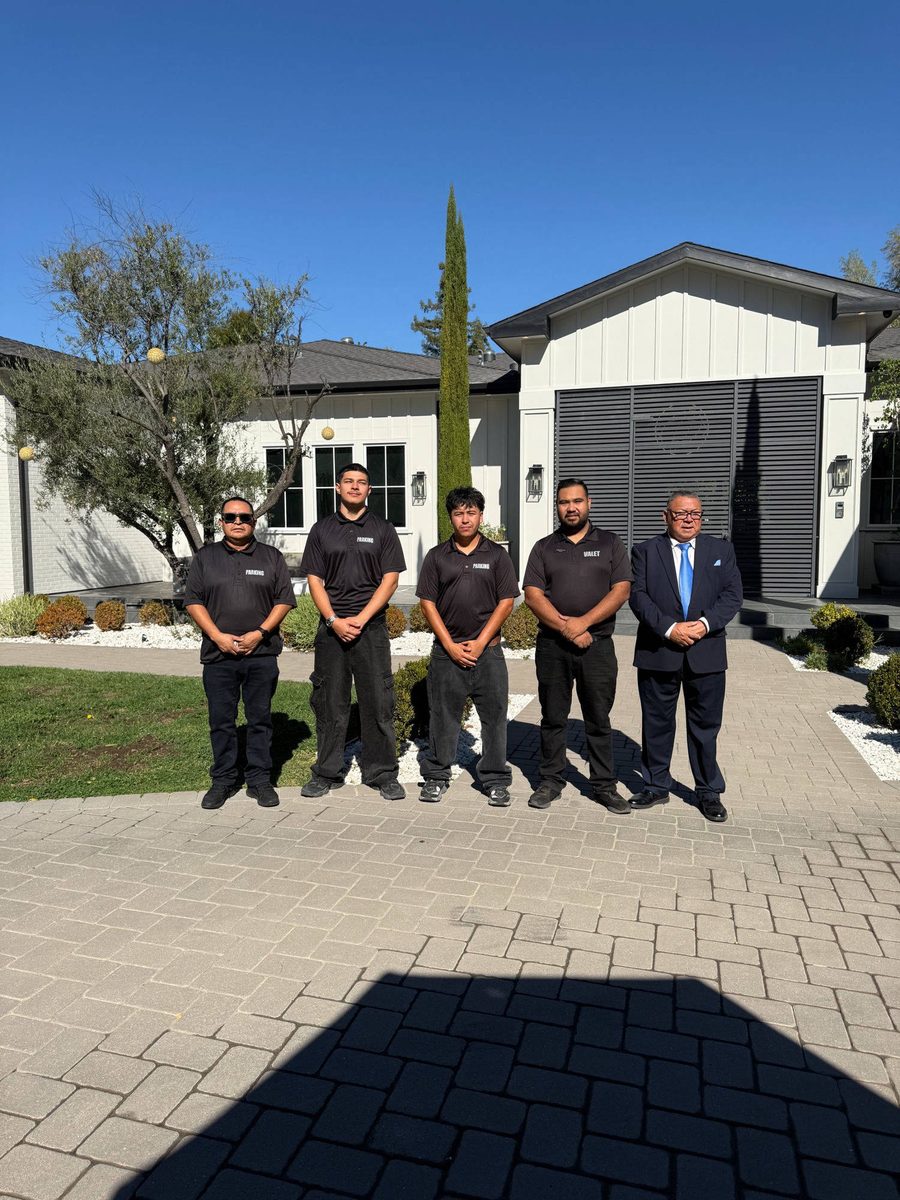 Luxury vehicle valet at Calabasas private estate party